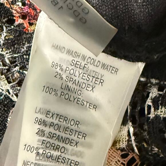 GUESS Off-The-Shoulder Lace Midi Dress Black Multi Floral Women’s NWT - Picture 7 of 10